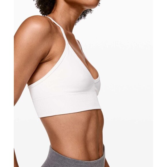 LULULEMON Ebb To Street II White Seamless Ribbed Long Line Sports Bra, Size 6 - Picture 4 of 16